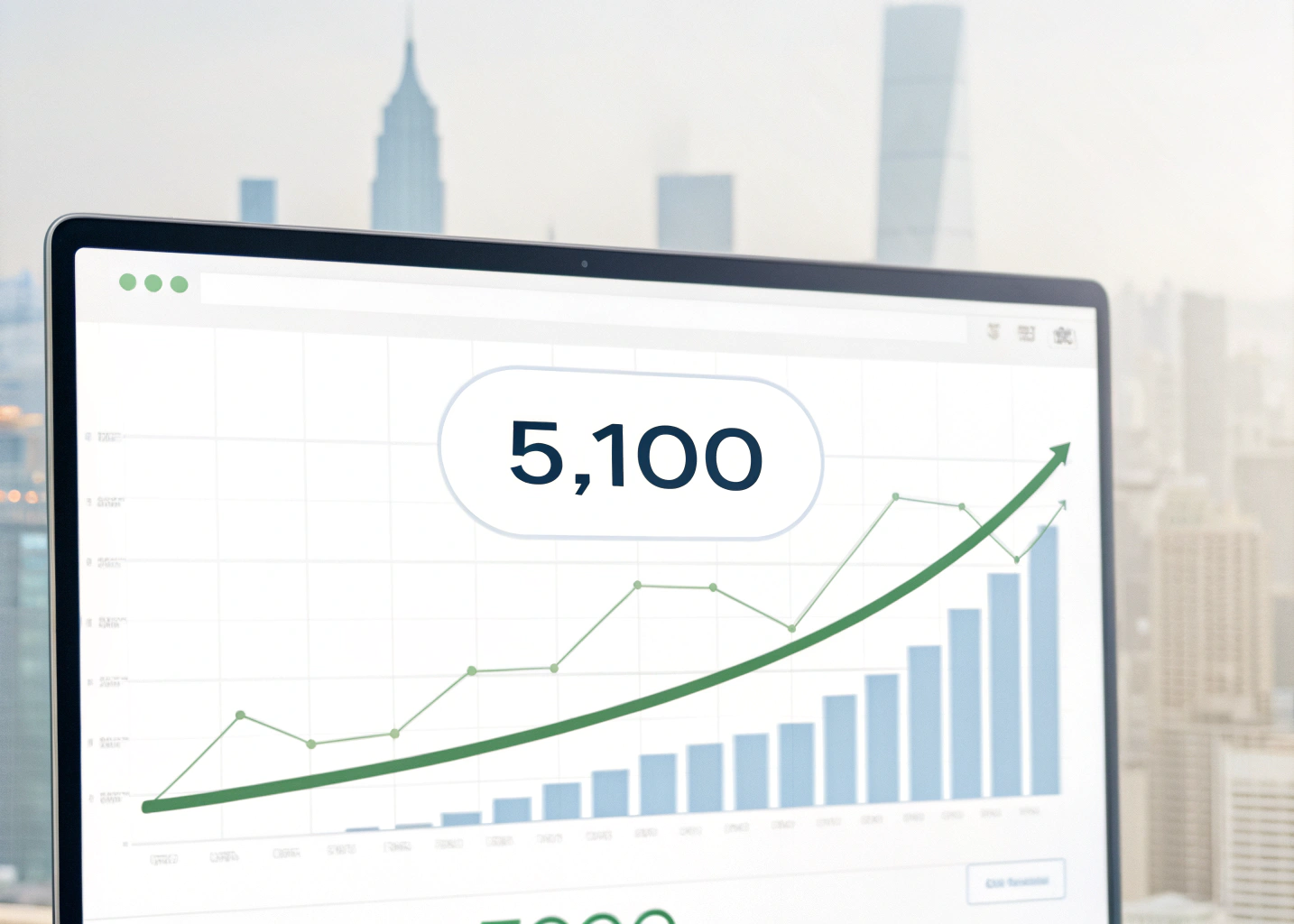 Organic traffic graph showing a rapid increase to 5,100 users over two months.