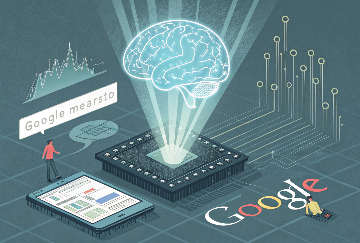 Illustration of Google AI Search bypassing websites to deliver direct answers, symbolizing reduced SEO traffic and publisher disruption.